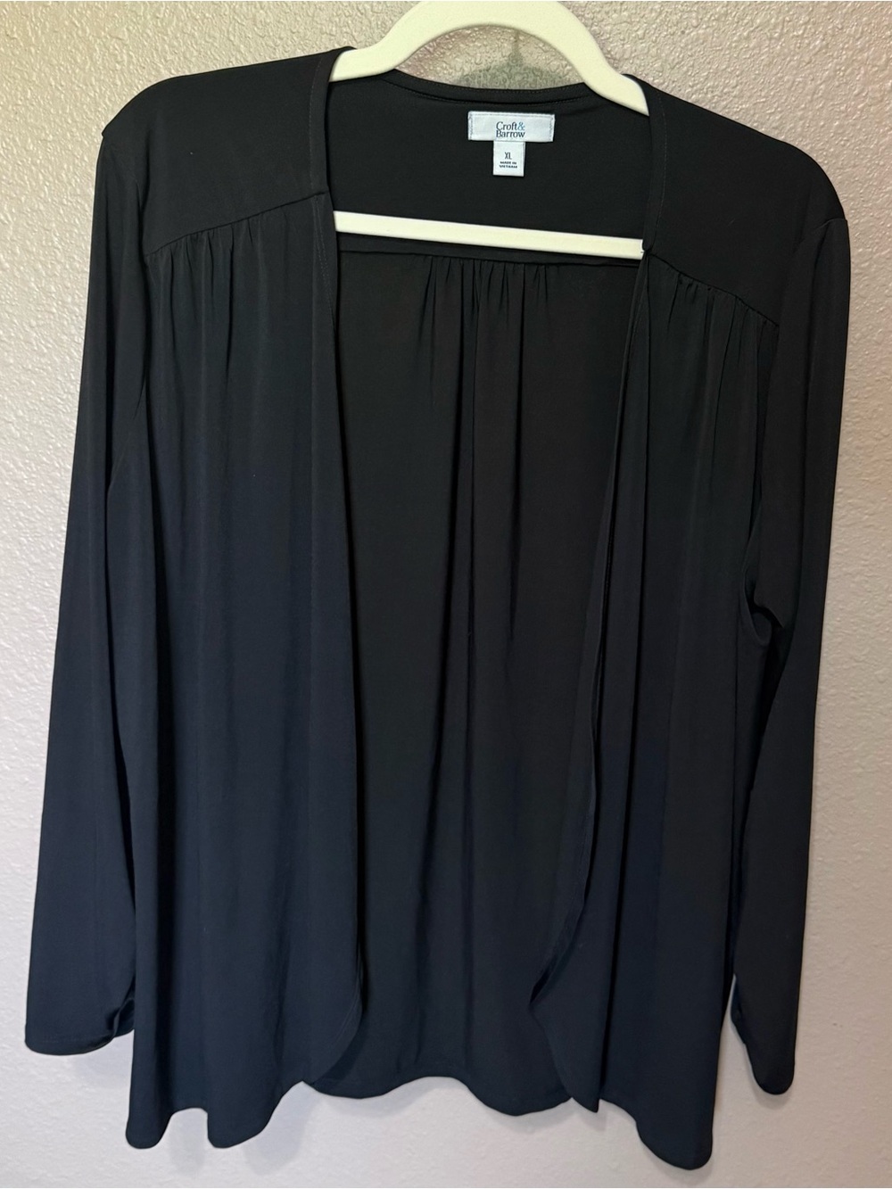 Croft & Barrow Black Open Front Women's Cardigan, Size XL